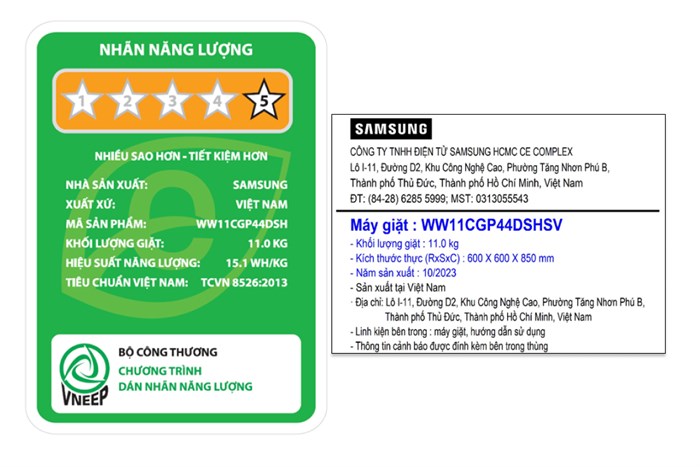 Máy Giặt Samsung AI EcoBubble Inverter 11 Kg WW11CGP44DSHSV